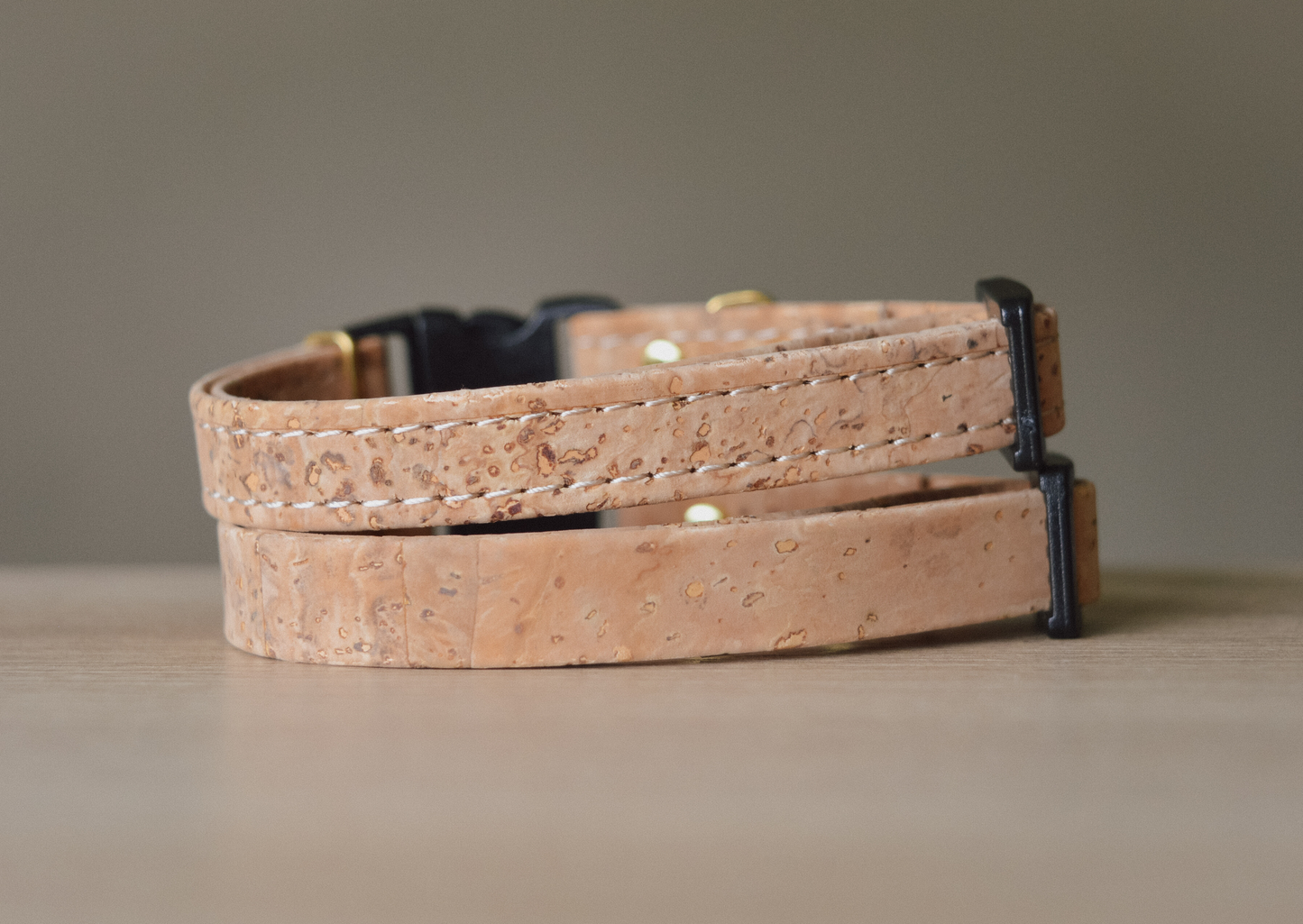 Cork Leather Breakaway Cat Collar in Barley