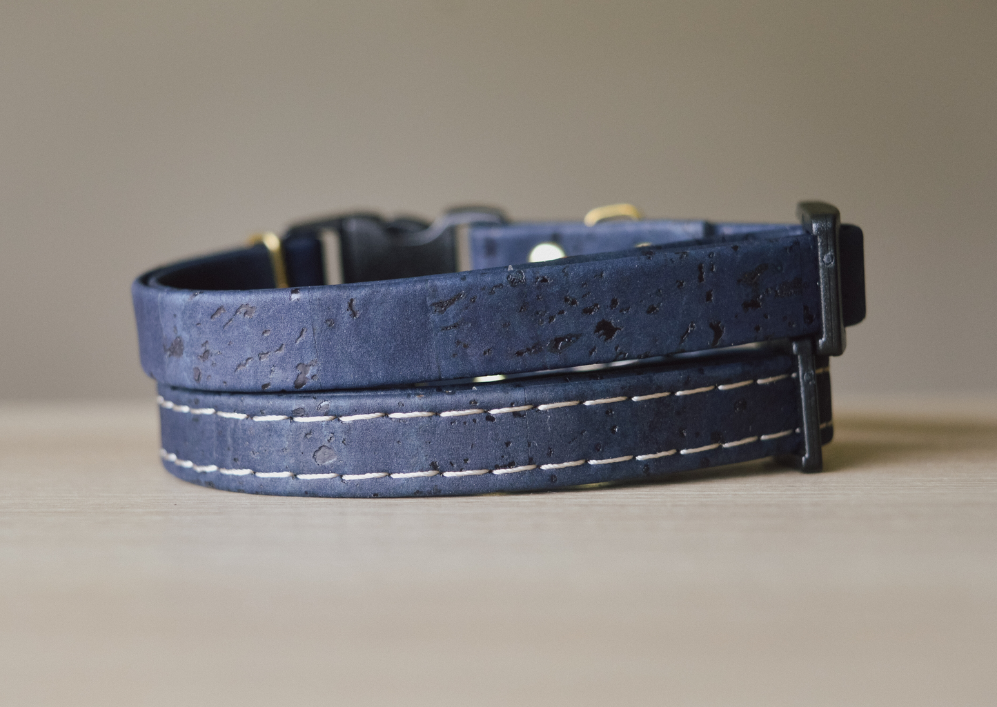 Cork Leather Breakaway Cat Collar in Blueberry