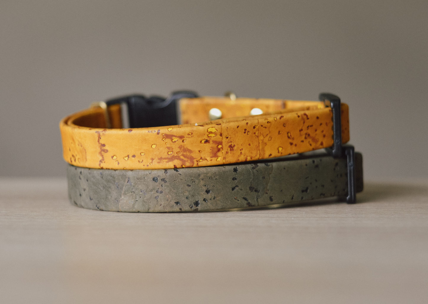 Cork Leather Breakaway Cat Collar in Olive or Honey