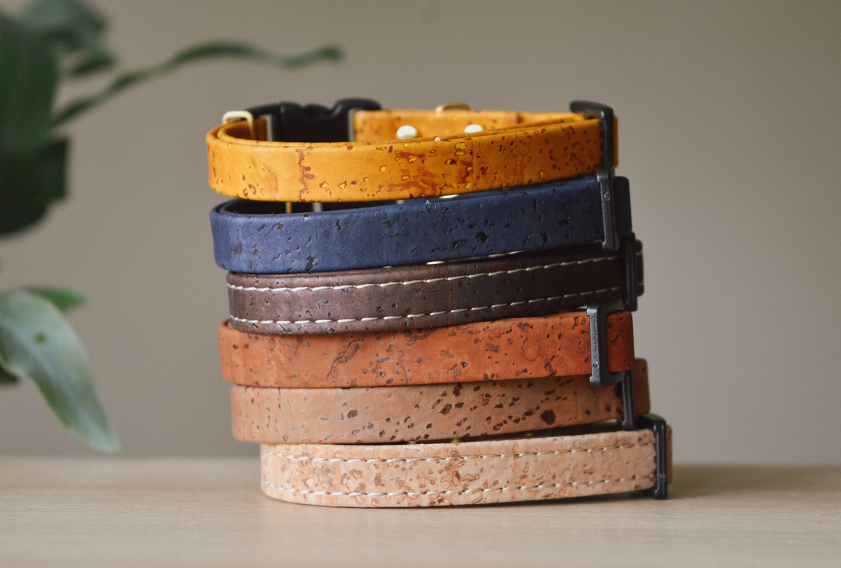 Cork Leather Cat Collar, Image of Jensons Breakaway Cat CollarS, image of different colour collars.